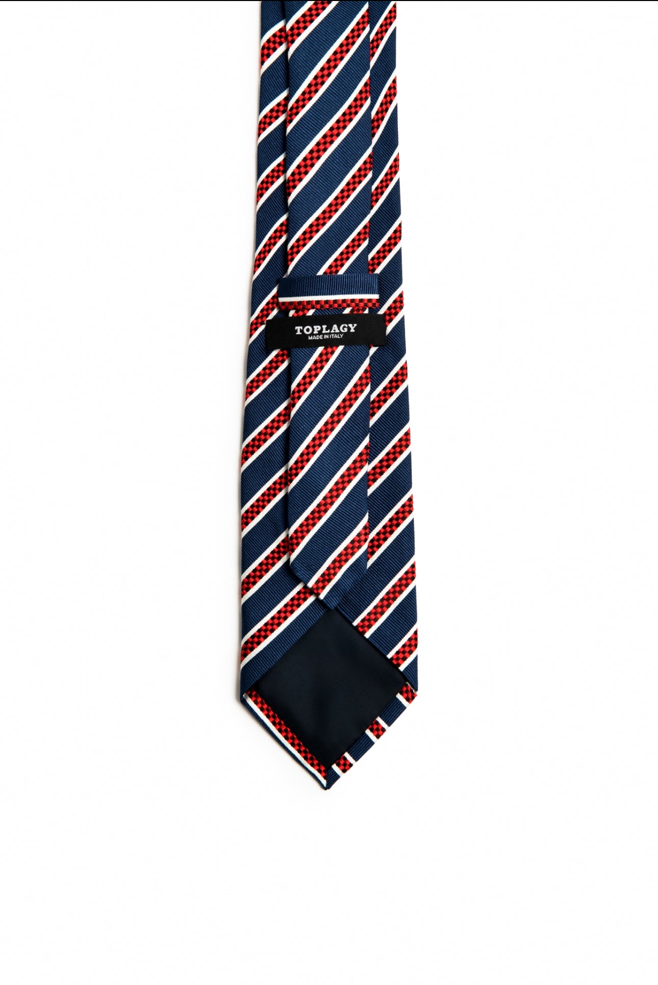 Navy & Red Aso-Oke Striped Silk Tie