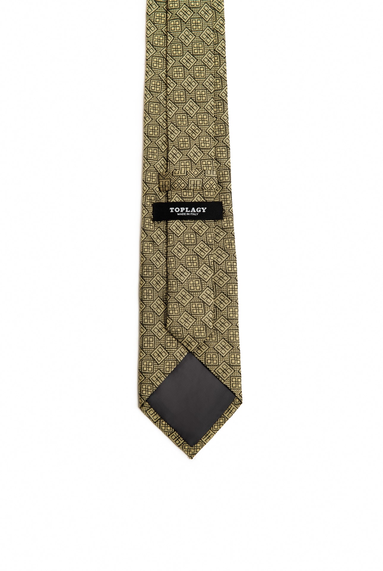 Gold Cowrie Grid Motif Silk Tie