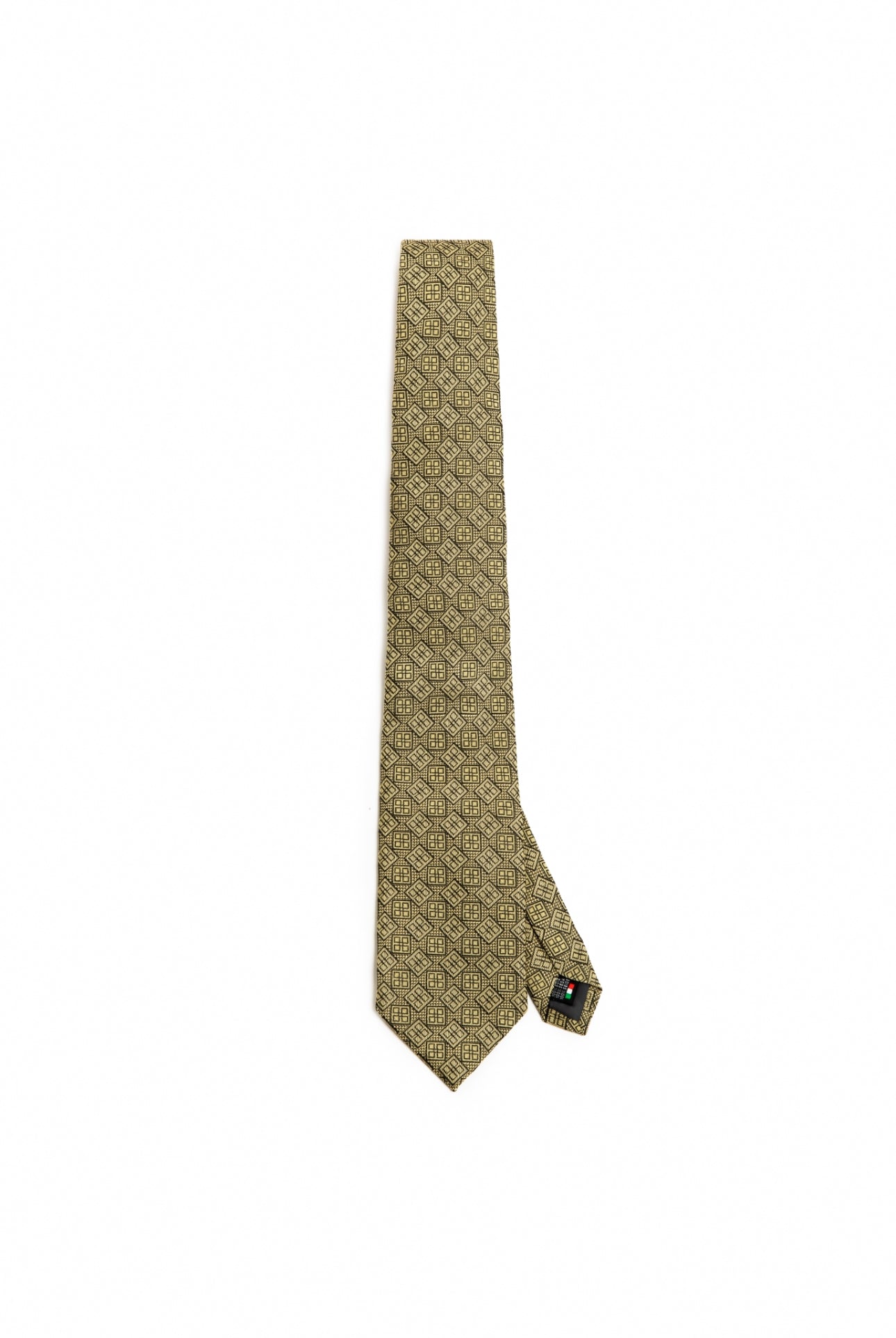 Gold Cowrie Grid Motif Silk Tie