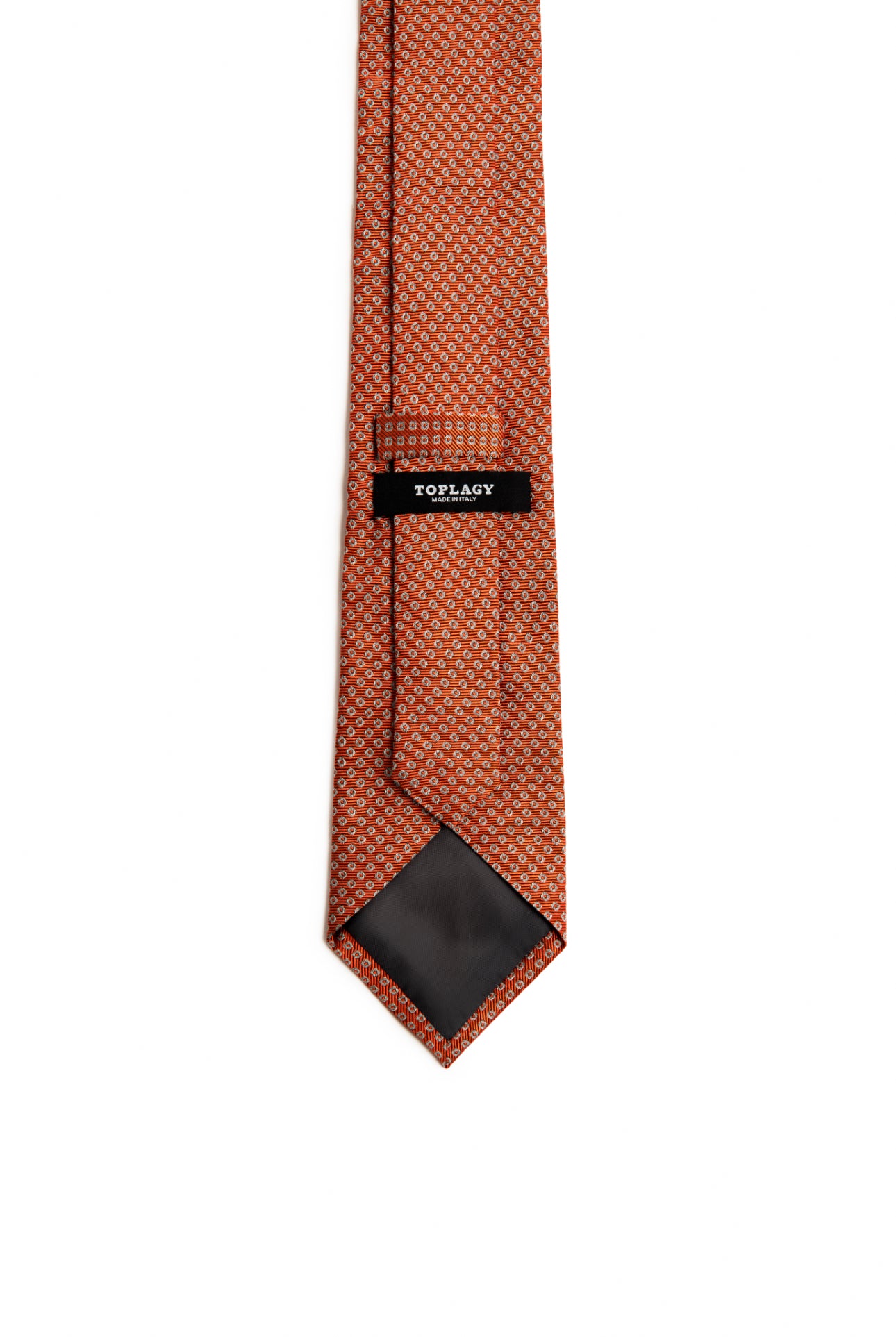 Burnt Orange Micro-Motif Silk Tie