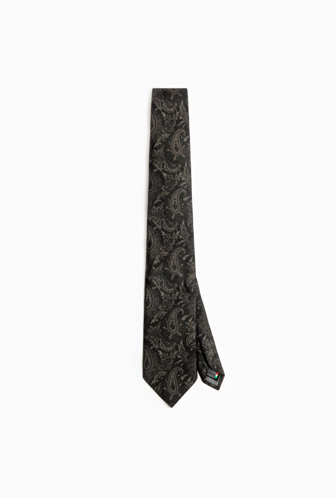 Black Paisley & Corn Motif Silk Tie