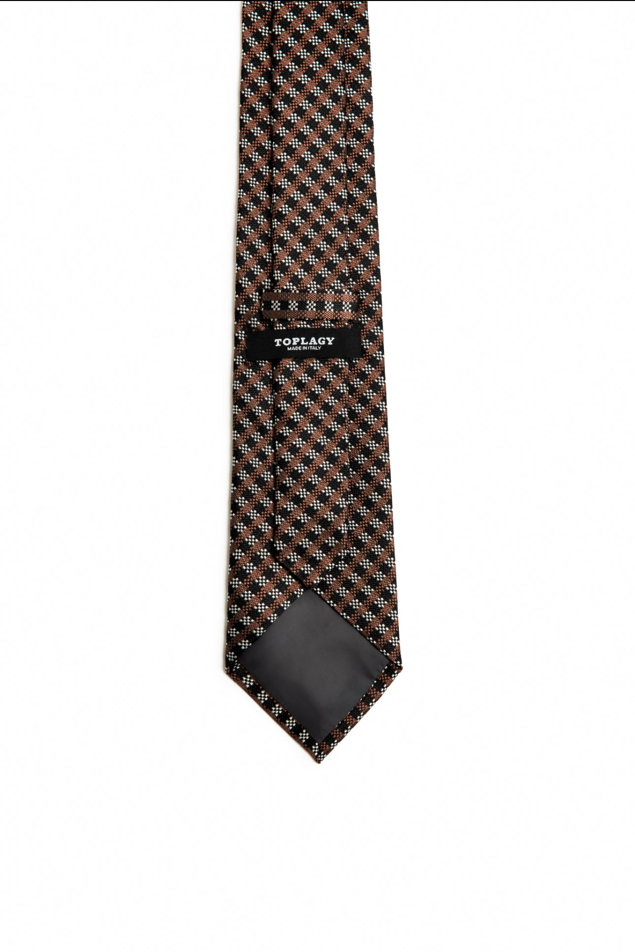 Chocolate & Sky Micro-Check Silk Tie