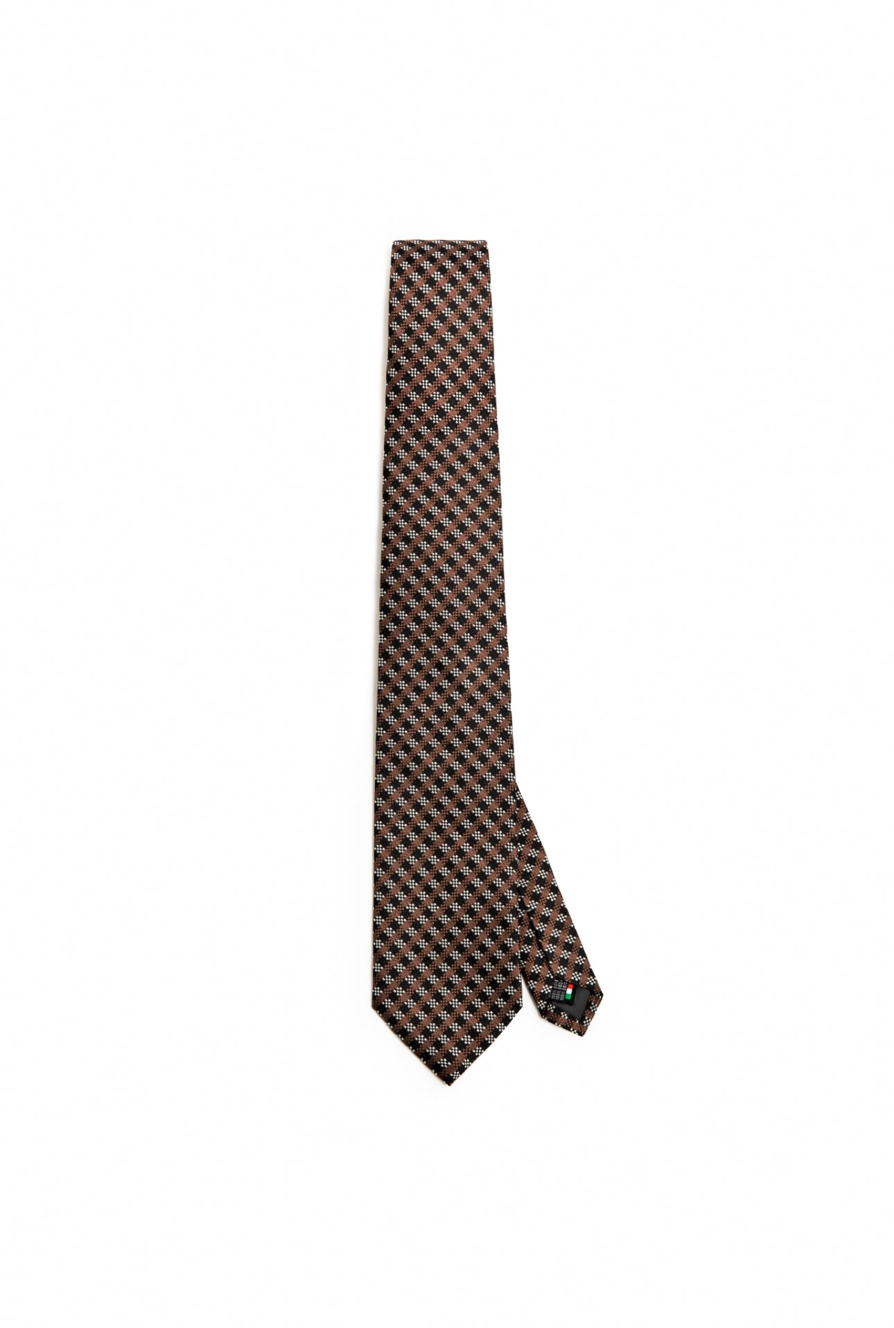 Chocolate & Sky Micro-Check Silk Tie