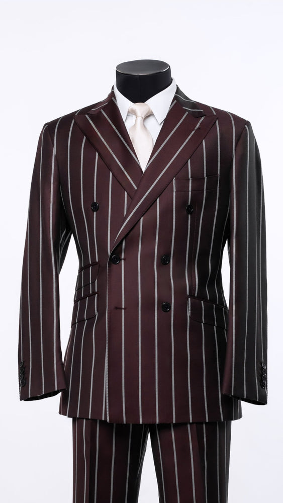 Bordeaux Stripe Double-Breasted Suit