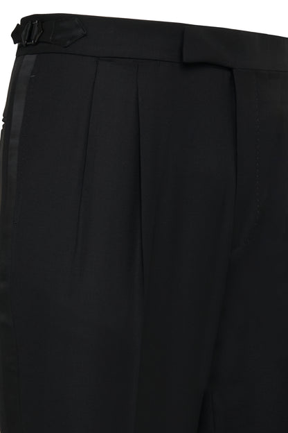 Black Tuxedo Tailored Wool Trousers