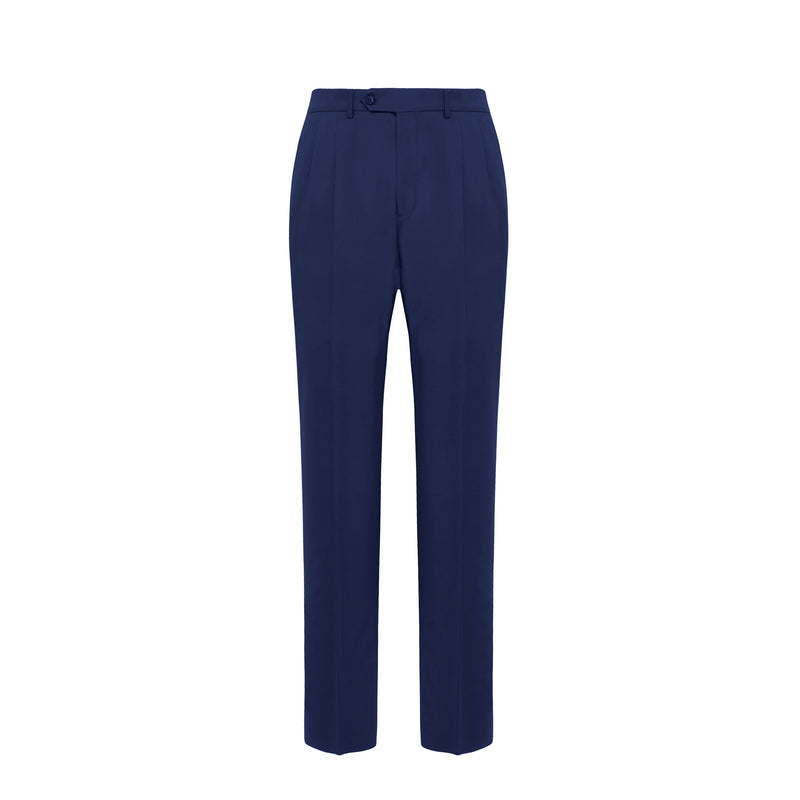 Navy-Blue Tailored Wool Trousers