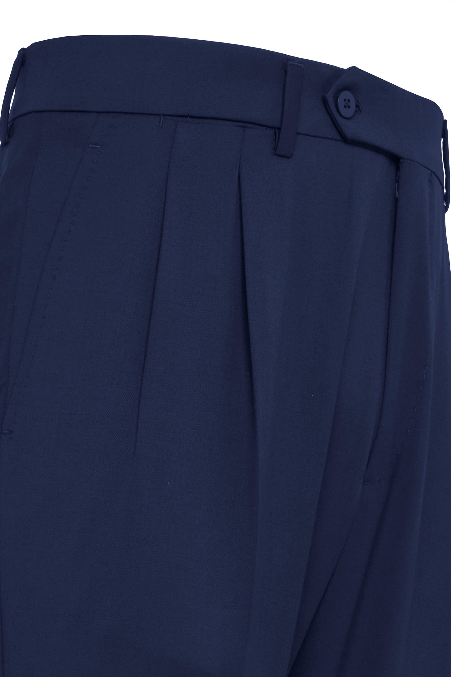 Navy-Blue Tailored Wool Trousers