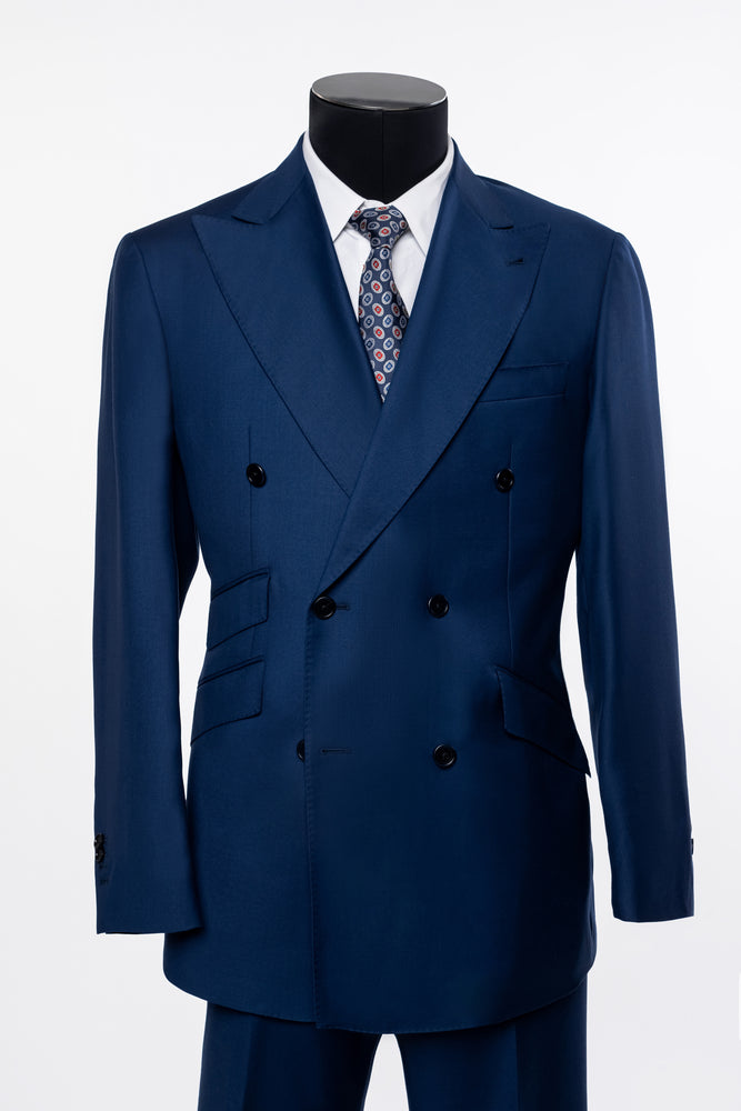 Blue Wool Double Breasted Suit