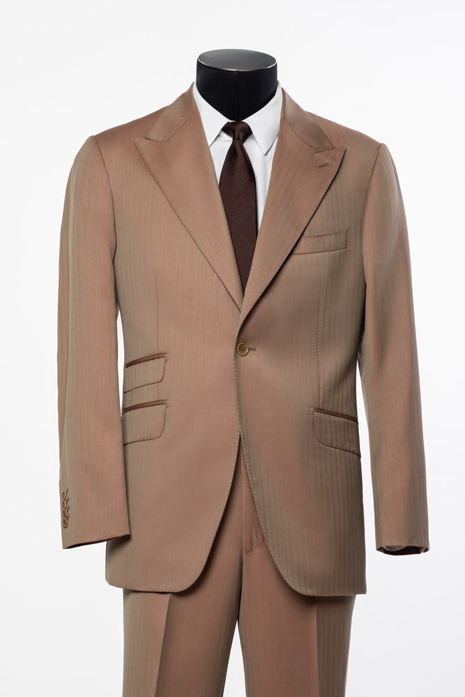 Solaro Beige Single Breasted Suit