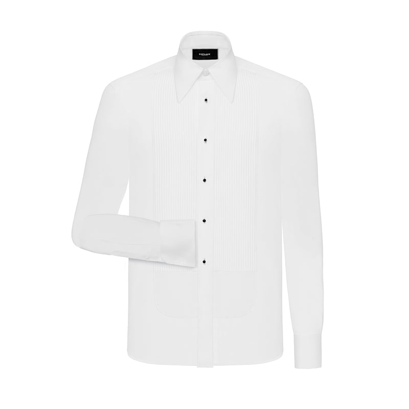 White Poplin Tuxedo Dress Shirt