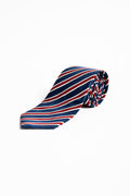 Navy & Red Aso-Oke Striped Silk Tie