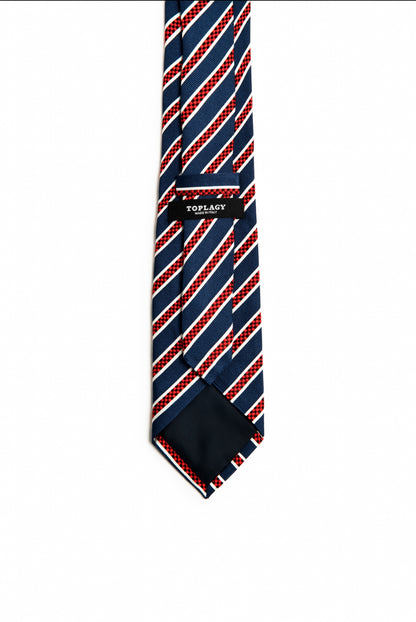 Navy & Red Aso-Oke Striped Silk Tie