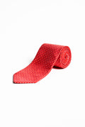 Crimson Grid Motif Silk Tie