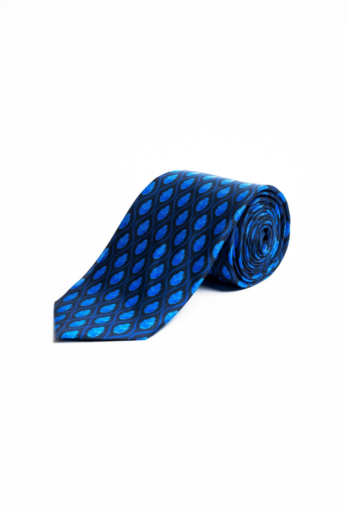 Blue Corn Motif Silk Tie