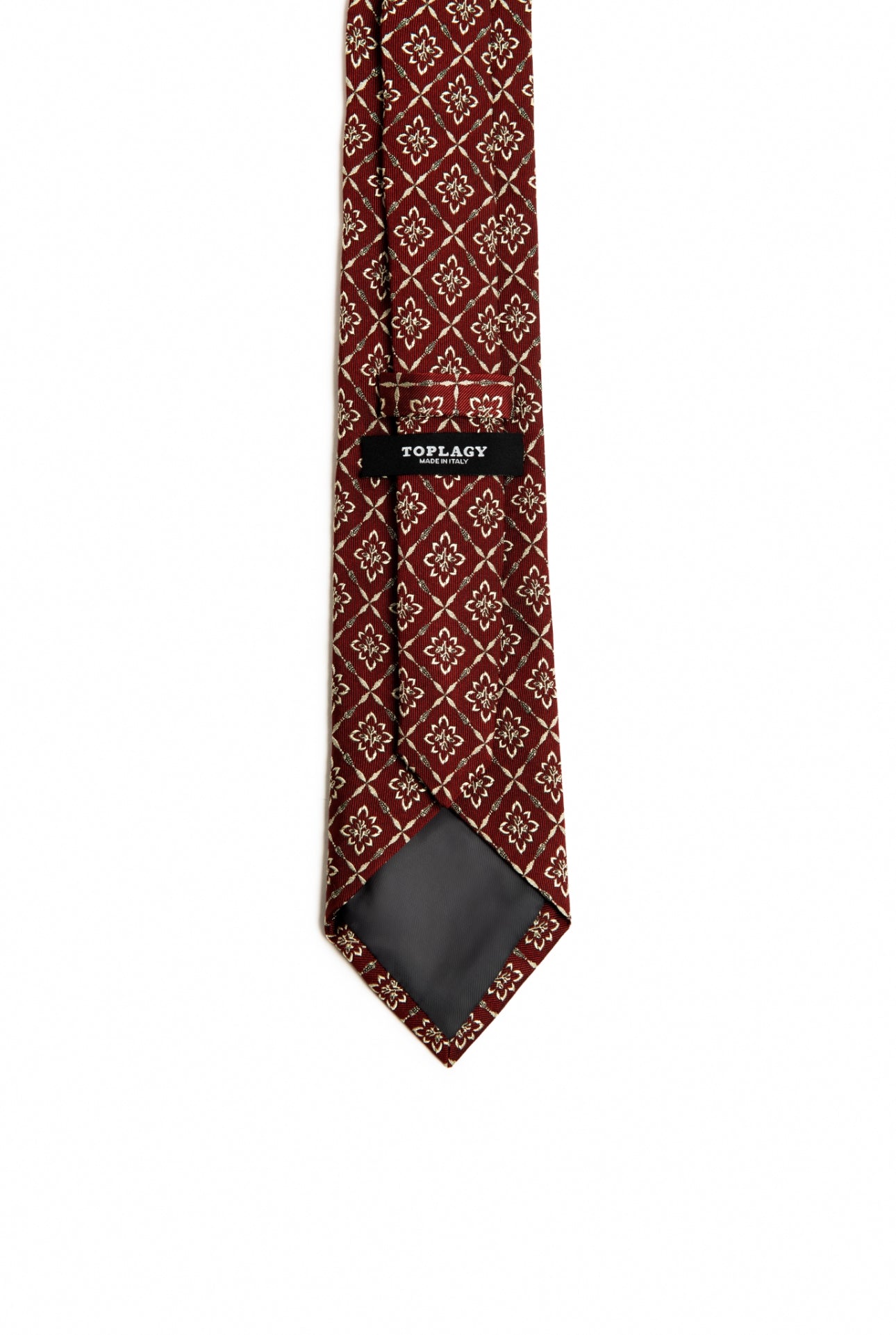 Burgundy Corn Tree Motif Silk Tie