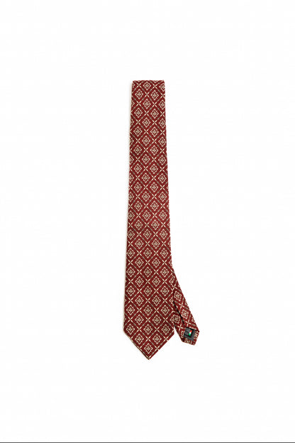 Burgundy Corn Tree Motif Silk Tie
