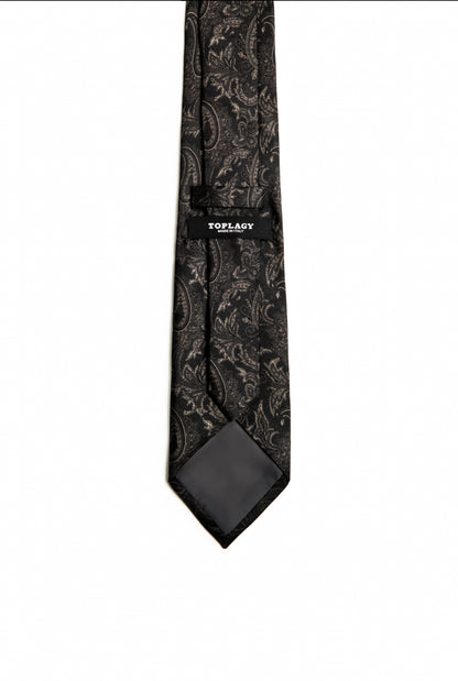 Black Paisley & Corn Motif Silk Tie