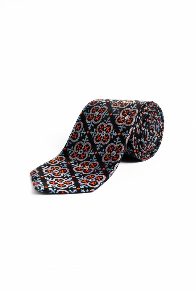Navy Blue Heritage Medallion Silk Tie