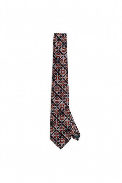 Navy Blue Heritage Medallion Silk Tie