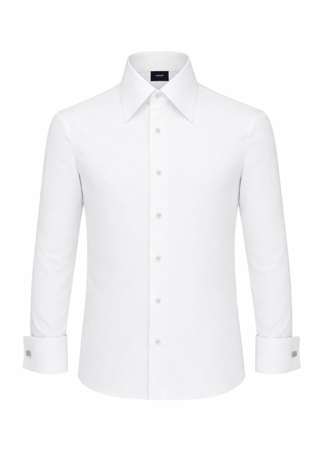White Poplin French Cuff Dress Shirt
