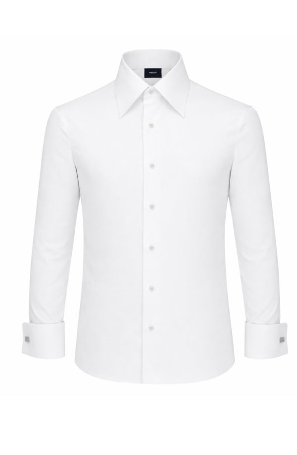 White Poplin French Cuff Dress Shirt