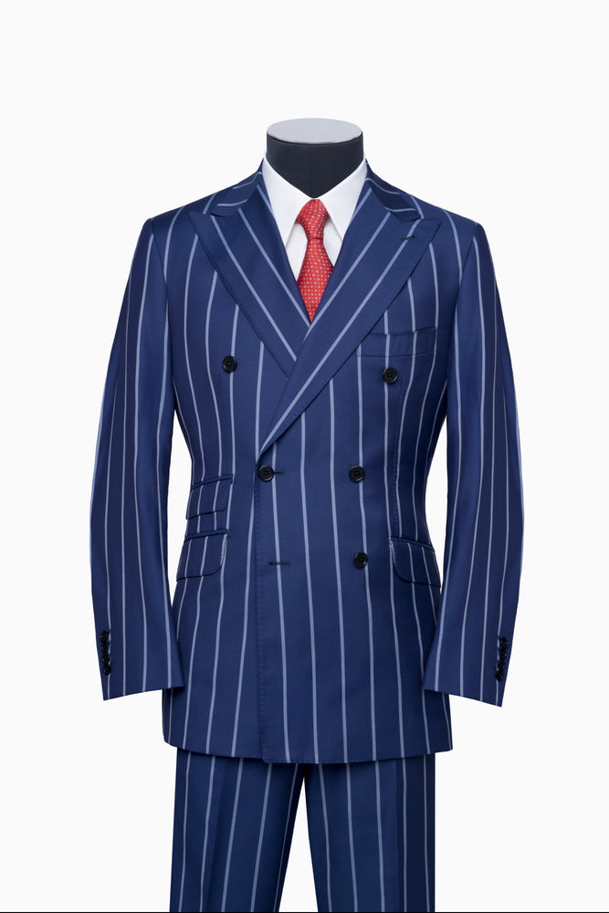 Navy Pinstripe Double-Breasted Suit