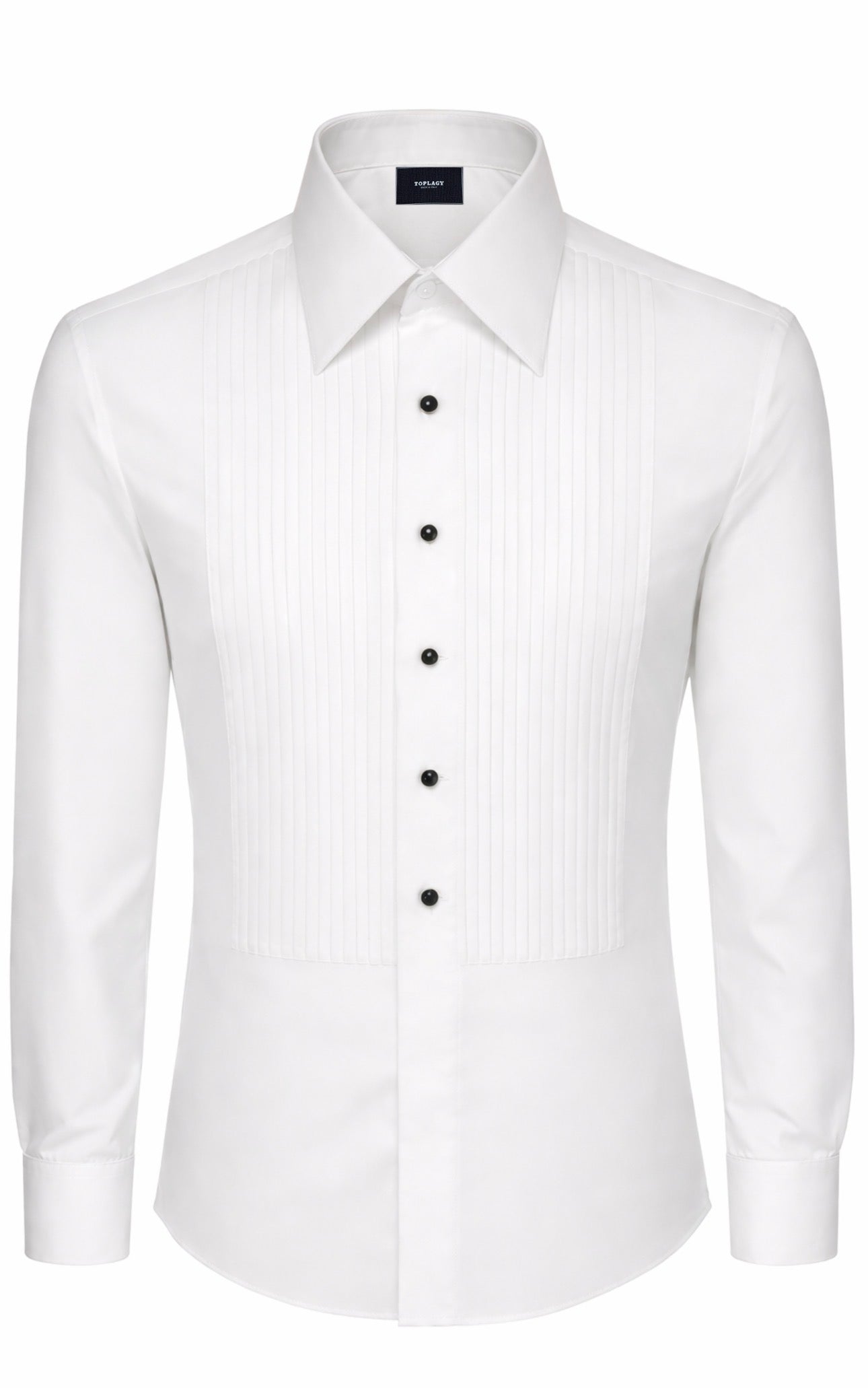 White Poplin Tuxedo Dress Shirt