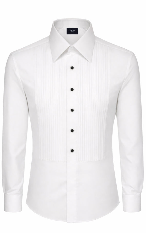 White Poplin Tuxedo Dress Shirt