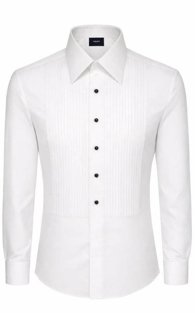 White Poplin Tuxedo Dress Shirt