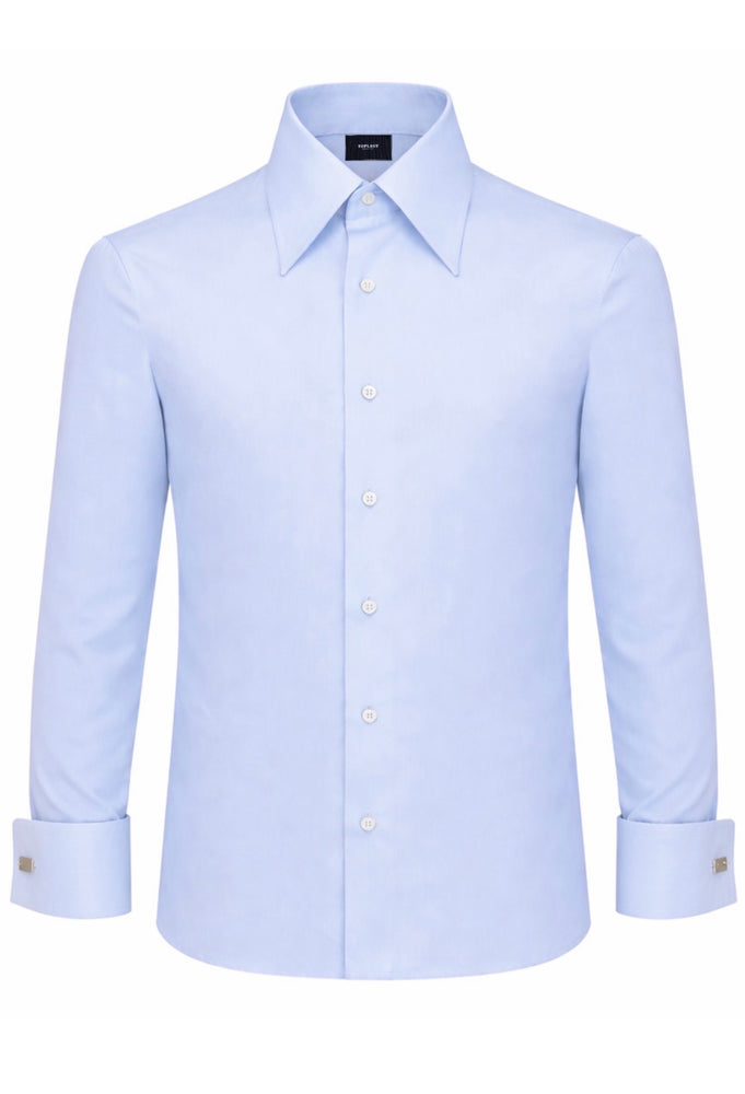 Powder Blue Poplin French Cuff Dress Shirt